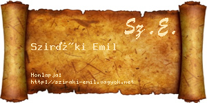 Sziráki Emil névjegykártya